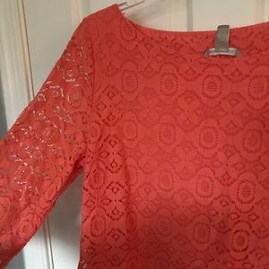 NWT coral lace 3/4 sleeve blouse
